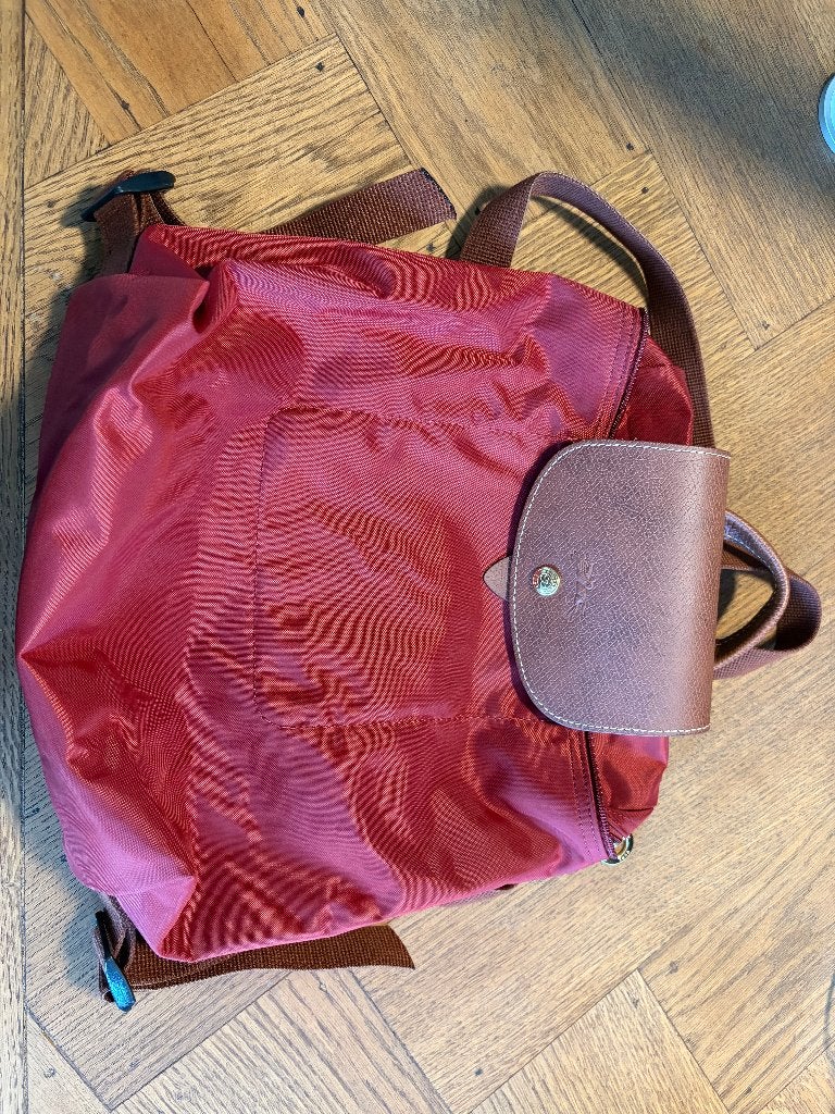 LONGCHAMP Rugtasje– Le Pliage Sac à Dos – Modèle Déposé, Ophalen of Verzenden, Zo goed als nieuw, Rood, Overige typen