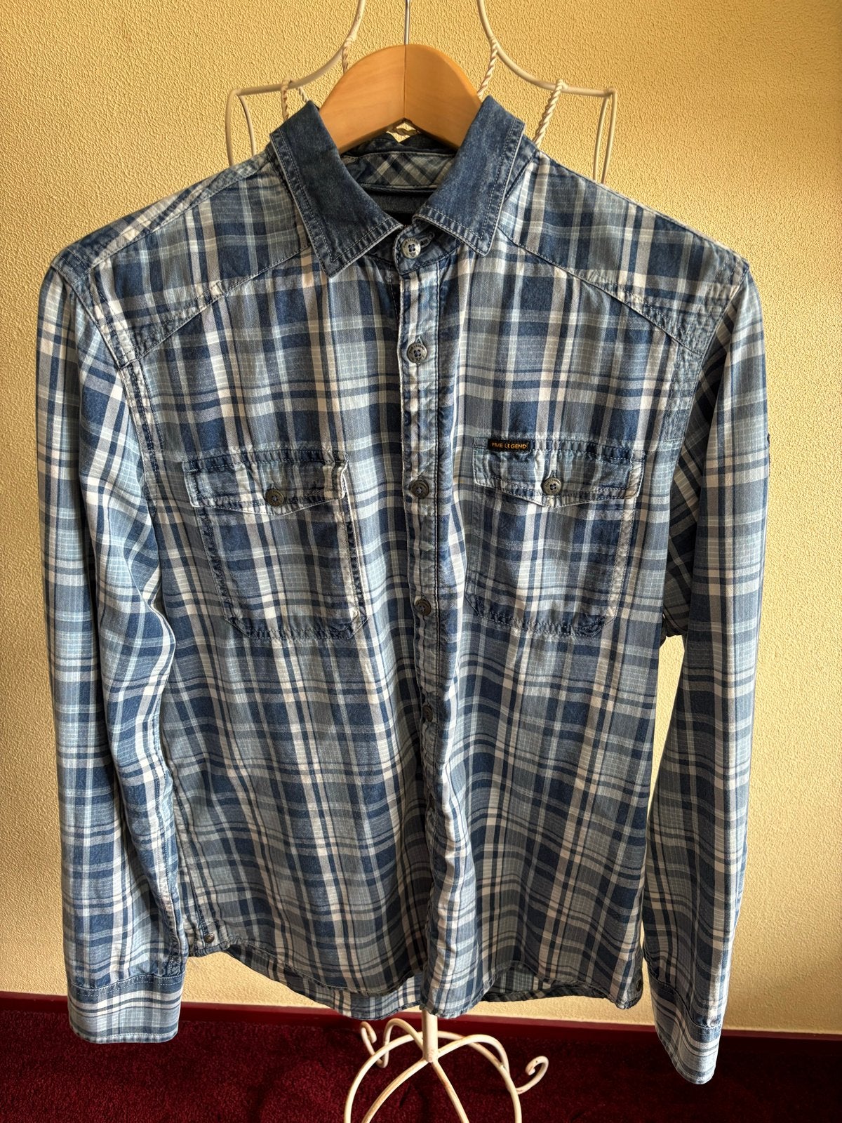 PME Legend geruit overhemd - Zo goed als nieuw maat M, Ophalen of Verzenden, Zo goed als nieuw, Blauw, Halswijdte 39/40 (M)