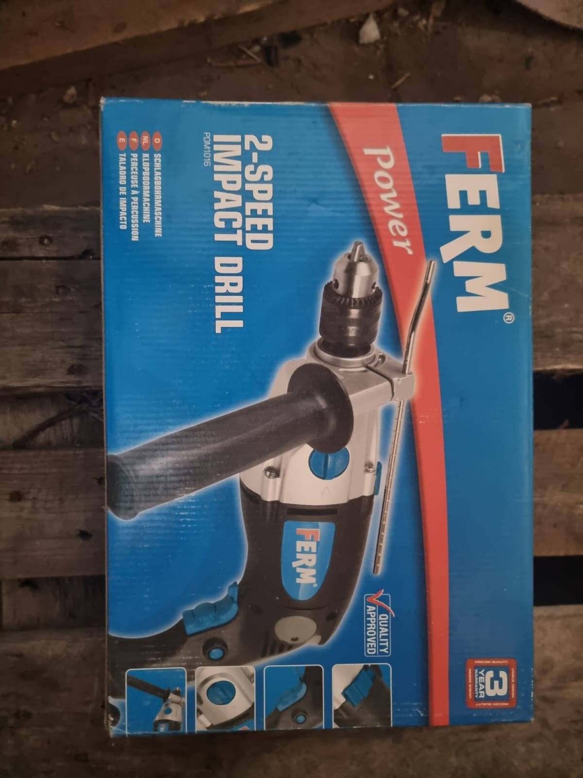 Ferm 2-Speed Impact Drill PDM1016 Boormachine, Doe-het-zelf en Verbouw, 600 watt of meer, Nieuw, Variabele snelheid, Ophalen