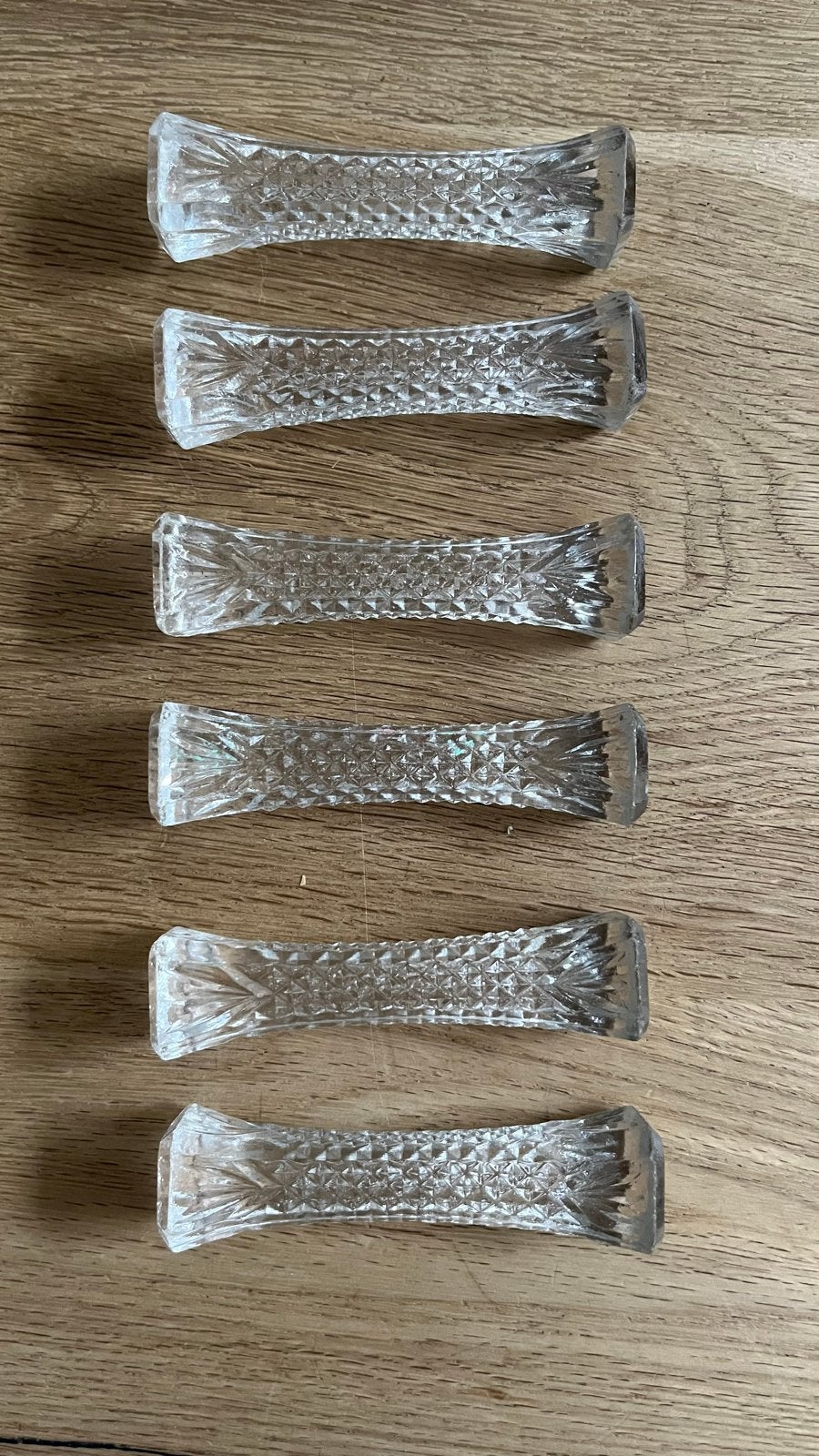 Set van 6 antieke kristallen messenleggers, Ophalen of Verzenden