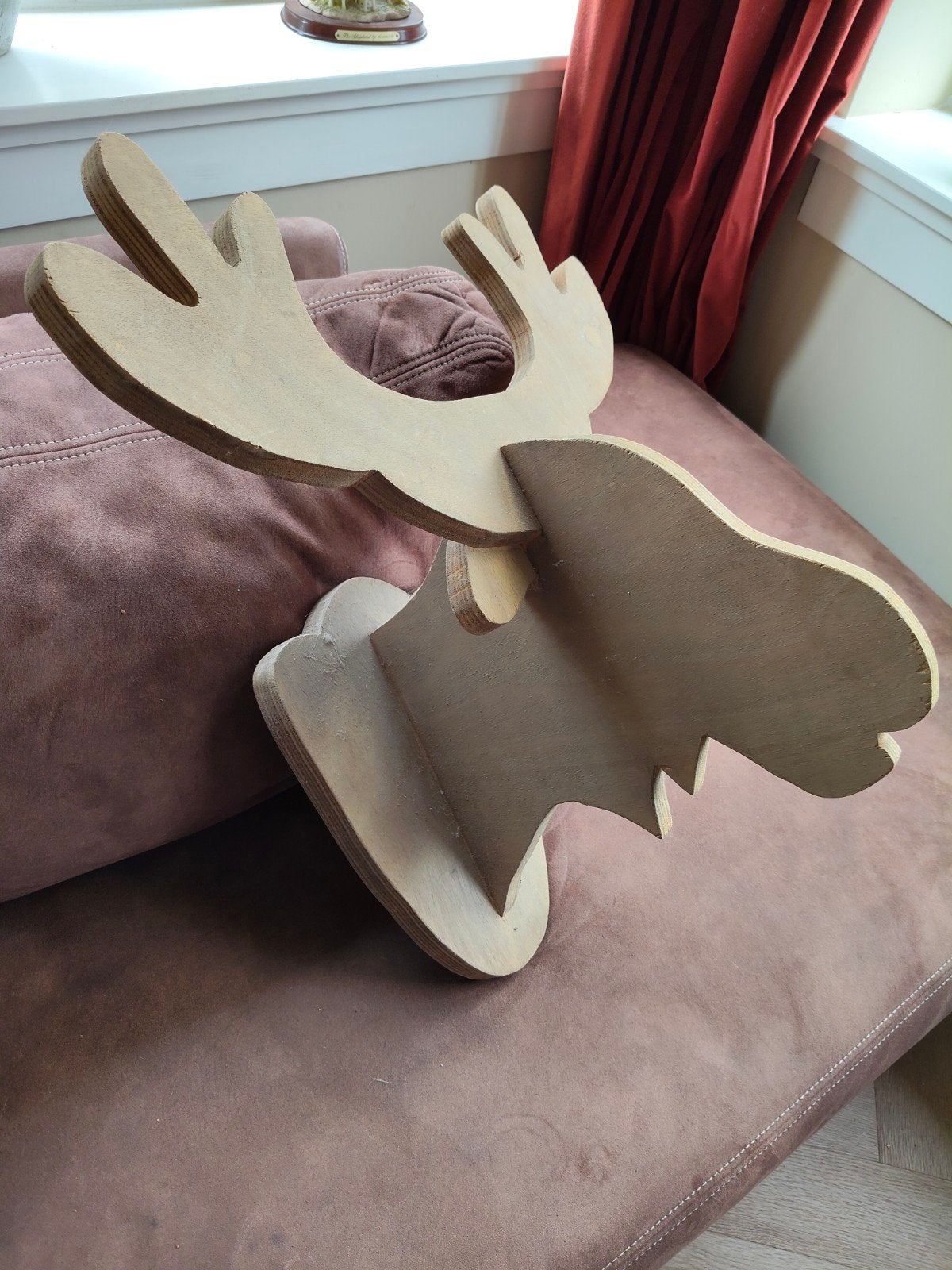Grote houten elandkop / wanddecoratie – 60  60 cm, Ophalen, Hout, 60 cm, Landelijk
