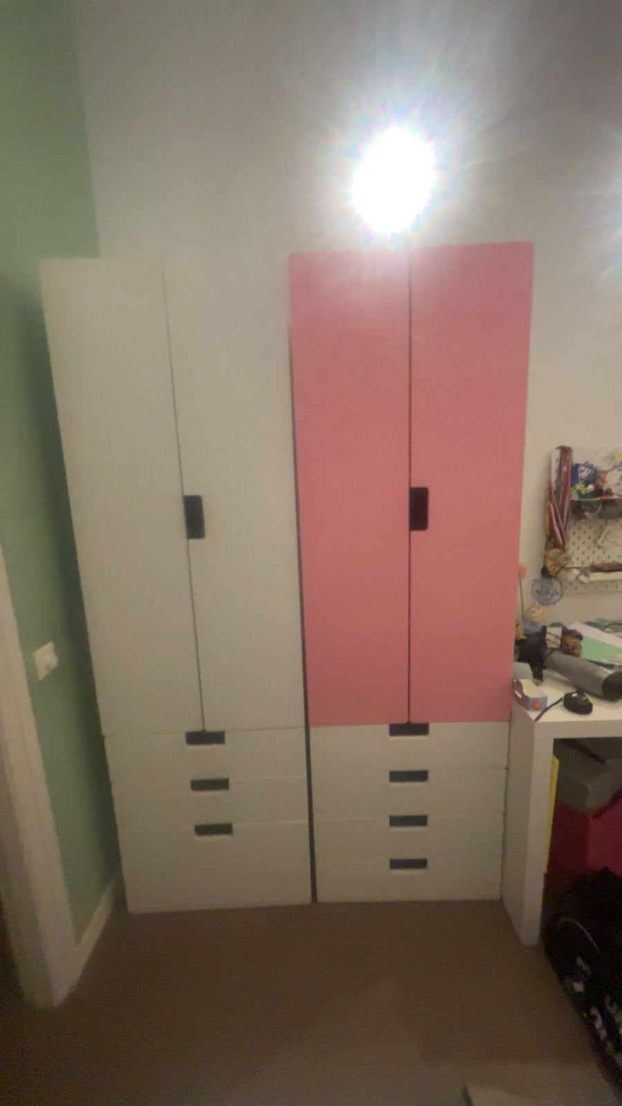 Kinder kleding kast met lades roze deuren, Ophalen, 50 tot 100 cm, Zo goed als nieuw, 150 tot 200 cm