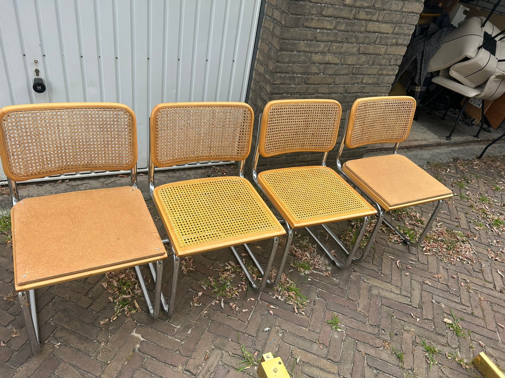 Vintage Marcel breuer webbing eetkamerstoelen, Huis en Inrichting, Stoelen, Ophalen of Verzenden, Zo goed als nieuw, Bruin