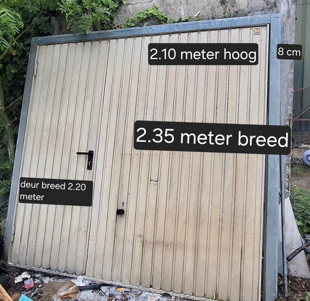 Gebruikte Garagedeur - 2.10m hoog, 2.35m breed, Doe-het-zelf en Verbouw, Deuren en Horren, Gebruikt, 120 cm of meer, Garagedeur
