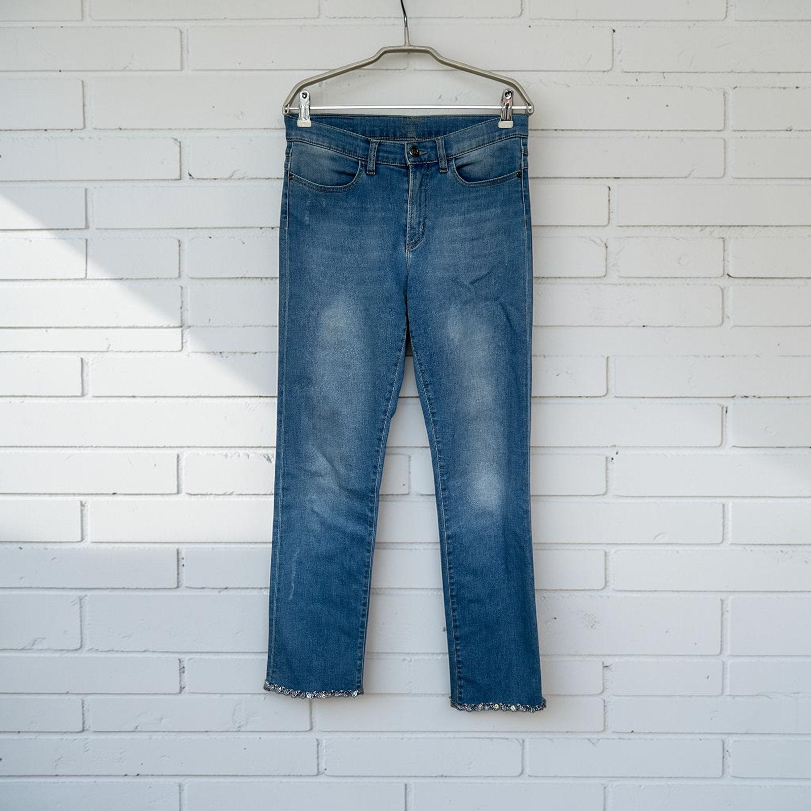 Riani Jeans Maat M Lichtblauw Strass Steentjes Boho, R, R, R, Zo goed als nieuw