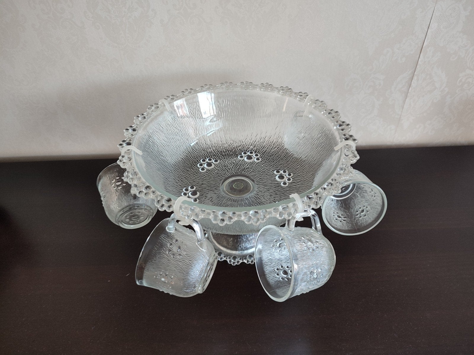 antieke bowl punch schaal met kopjes, Ophalen of Verzenden