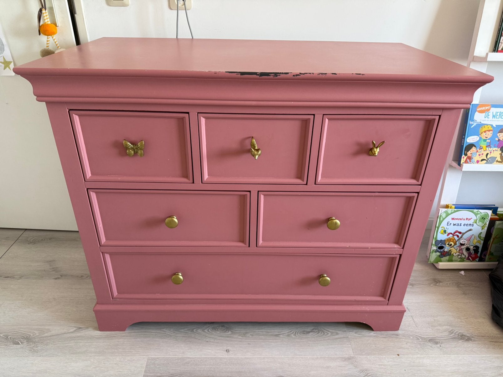 Vintage look commode roze, Ophalen, Gebruikt, 50 tot 70 cm, 100 cm of meer