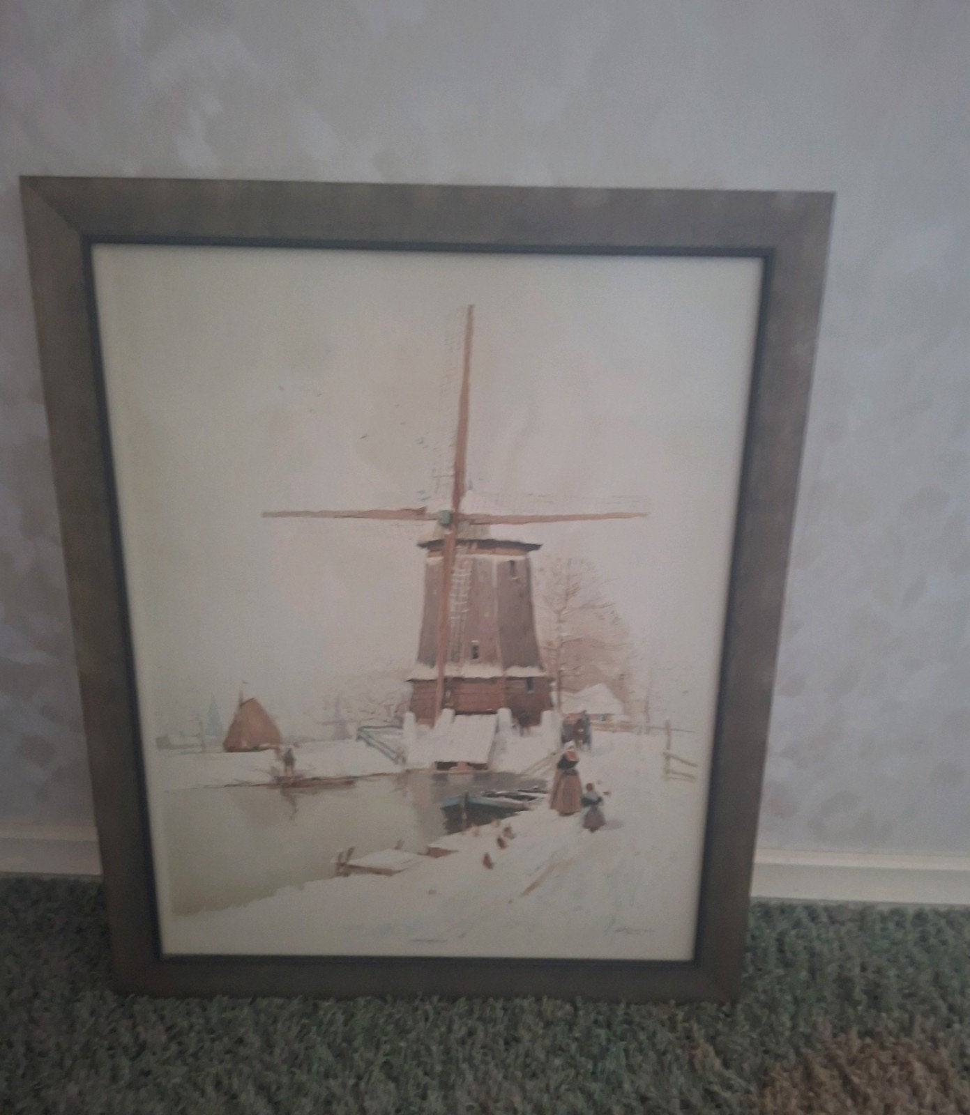 schilderij of tekening van een molen gaat weg wegens verhuiz, Ophalen of Verzenden, Ingelijst