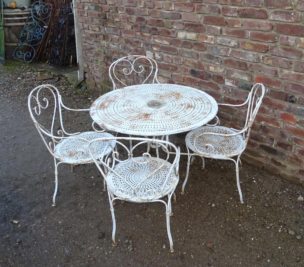 oue ijzeren bistro set tuinset tuintafel bistrotafel stoelen, Antiek en Kunst, Ophalen