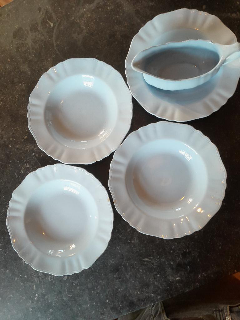 ANTIEKE BORDEN BLAUW CELESTE EN SAUSKOM, Antiek en Kunst, Ophalen of Verzenden