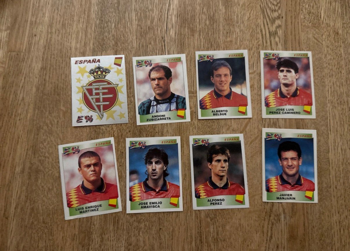 Panini Euro 1996 stickers Spanje, Ophalen of Verzenden, Zo goed als nieuw, Meerdere stickers