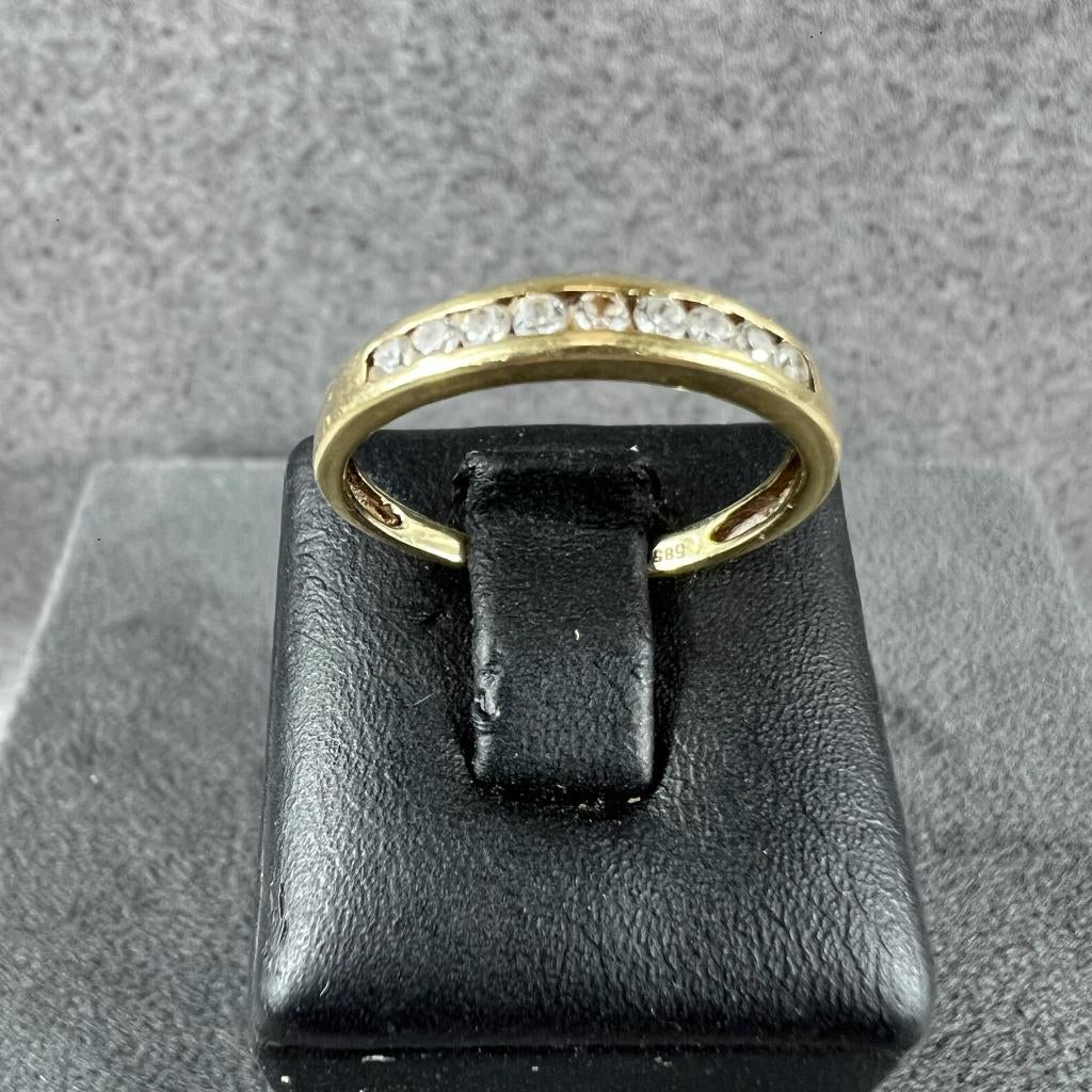 Gouden Ring | 14k | 1,61g | rijring zirkonia |16,25 | 408532, Sieraden, Tassen en Uiterlijk, Ringen, Ophalen of Verzenden, Kleiner dan 17