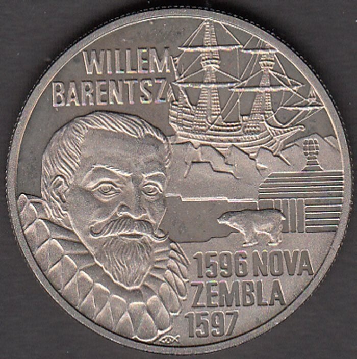 Penning 5 Euro Willem Barentsz 1996 Nova Zembla 1596-1597, Postzegels en Munten, Penningen en Medailles, Ophalen of Verzenden