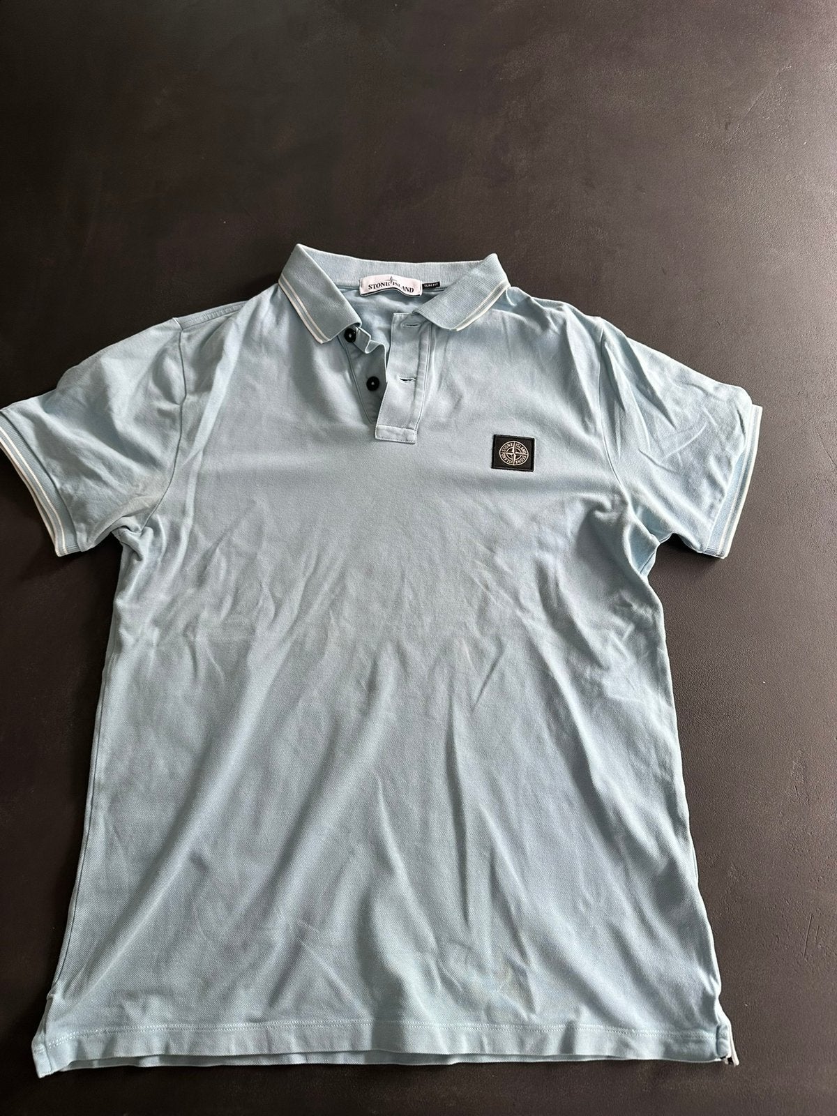 Stone island polo lichtblauw L, Ophalen, Zo goed als nieuw, Blauw, Halswijdte 41/42 (L)