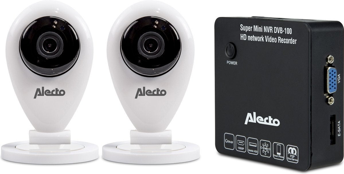 Alecto DVB-100 Set: Super Mini NVR met 2 wifi camera's, Ophalen, Nieuw