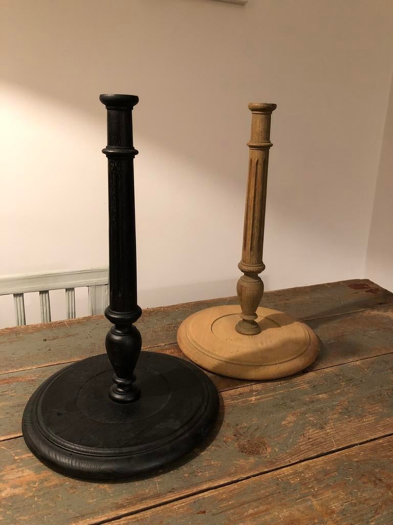 ANTIEKE LAMPENVOETEN 2 STUKS GECANNELEERD, Antiek en Kunst, Ophalen of Verzenden