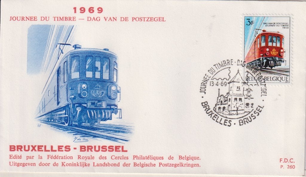 Belgie 1969 Dag van de Postzegel Trein, Verzenden, Onbeschreven, Europa