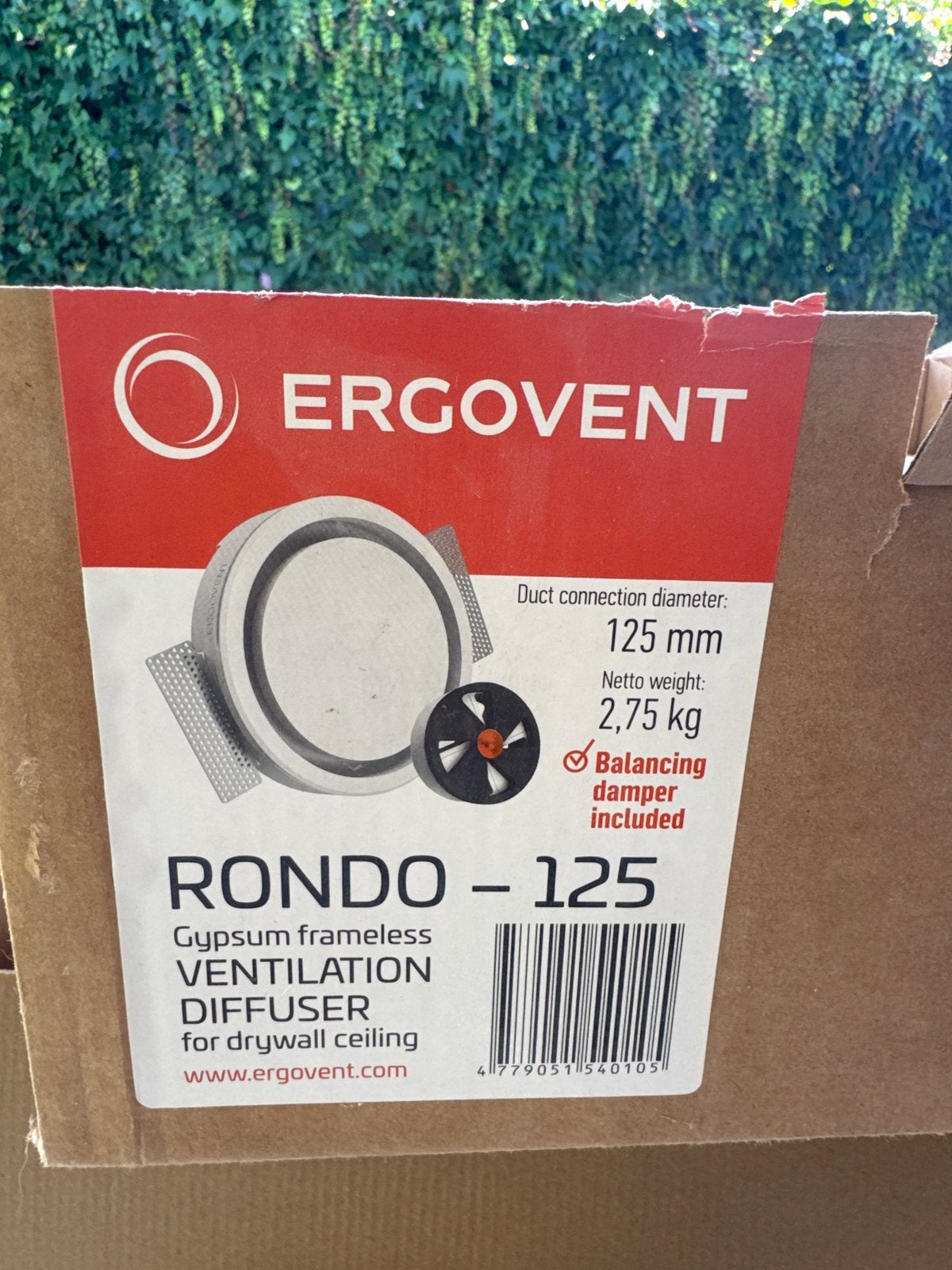 Ergovent Rondo 125 Plafond Ventilatie Diffuser, Ophalen, Zo goed als nieuw, Ventilator
