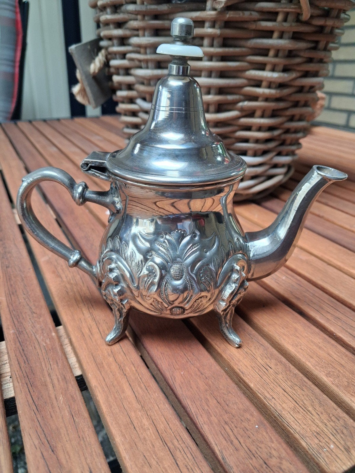 Vintage Marokkaanse theepot - verzilverd, Ophalen of Verzenden