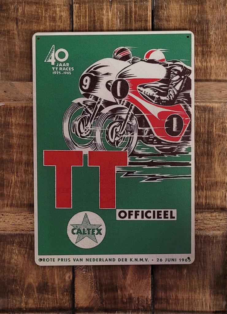 TT Assen 40 jaar 1965 reclamebord van metaal wandbord deco, Reclamebord, Info@deconoord.nl, Deco Noord, Nieuw
