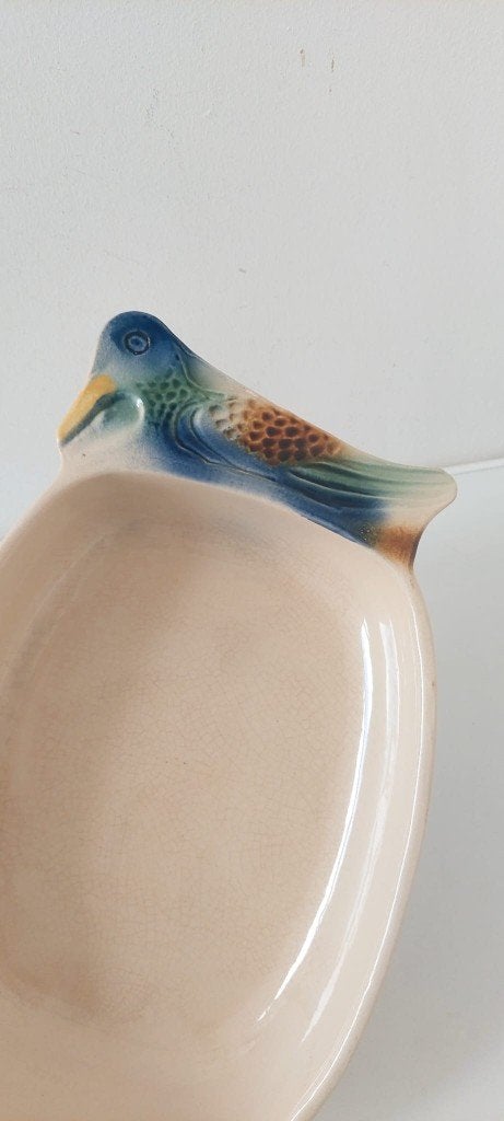 Vintage Franse ovenschaal / patévorm met eend (33x22x7 cm), Ophalen of Verzenden