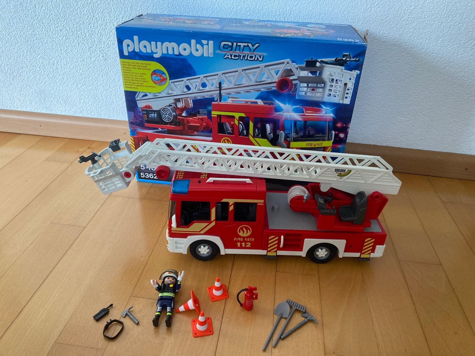Playmobil City Action Brandweerwagen met Ladder (5362), Kinderen en Baby's, Gebruikt, Complete set, Voertuig, Ophalen of Verzenden