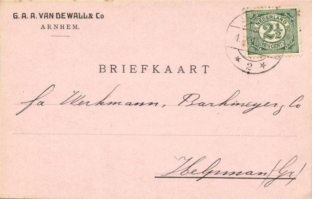 G.A.A. van de Wall + Co, Arnhem - 09.1916 - briefkaart, Ophalen of Verzenden, Briefkaart