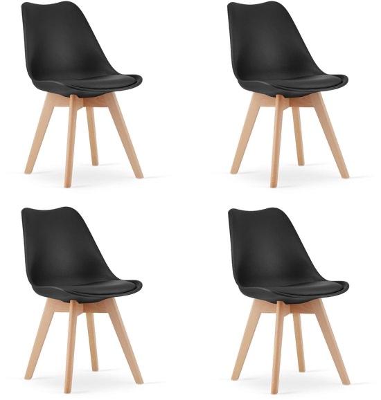 4 zwarte kuipstoelen met kussen, Huis en Inrichting, Stoelen, Gebruikt, Zwart, Ophalen of Verzenden, Vier