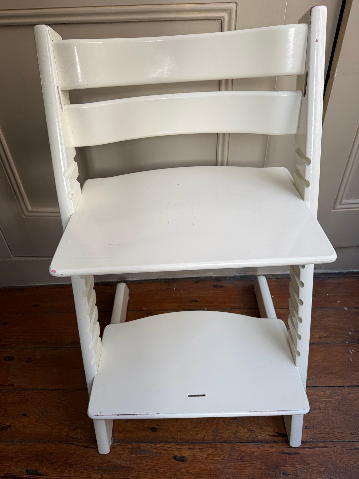 Stokke Tripp Trapp kinderstoel wit, Ophalen, Gebruikt, Meegroeistoel