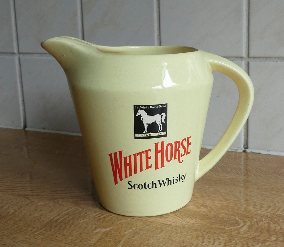 White Horse Scotch whisky waterkan geel whiskykan whiskey, Verzamelen, Ophalen of Verzenden, Gebruikt, Gebruiksvoorwerp