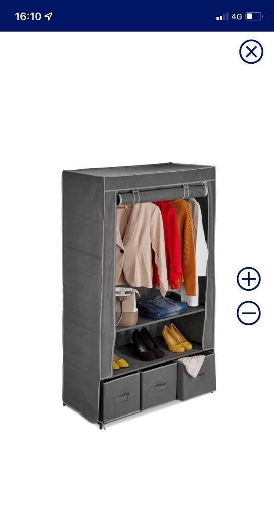 Stoffen kledingkast met hangruimte en lades, Ophalen, Kunststof, Nieuw, 50 tot 100 cm
