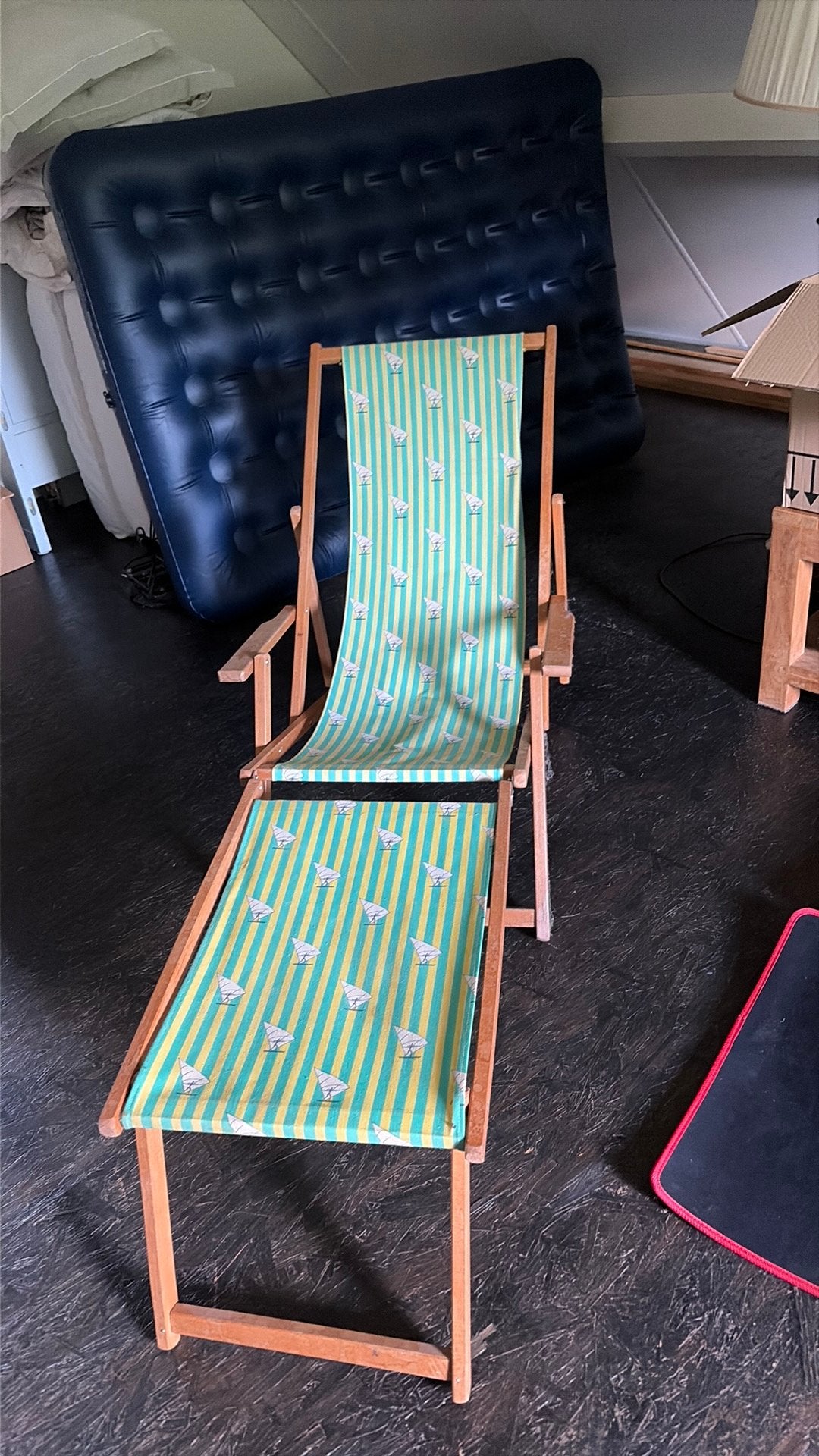 Retro strandstoel, Tuin en Terras, Ligbedden, Ophalen, Gebruikt, Hout, Inklapbaar