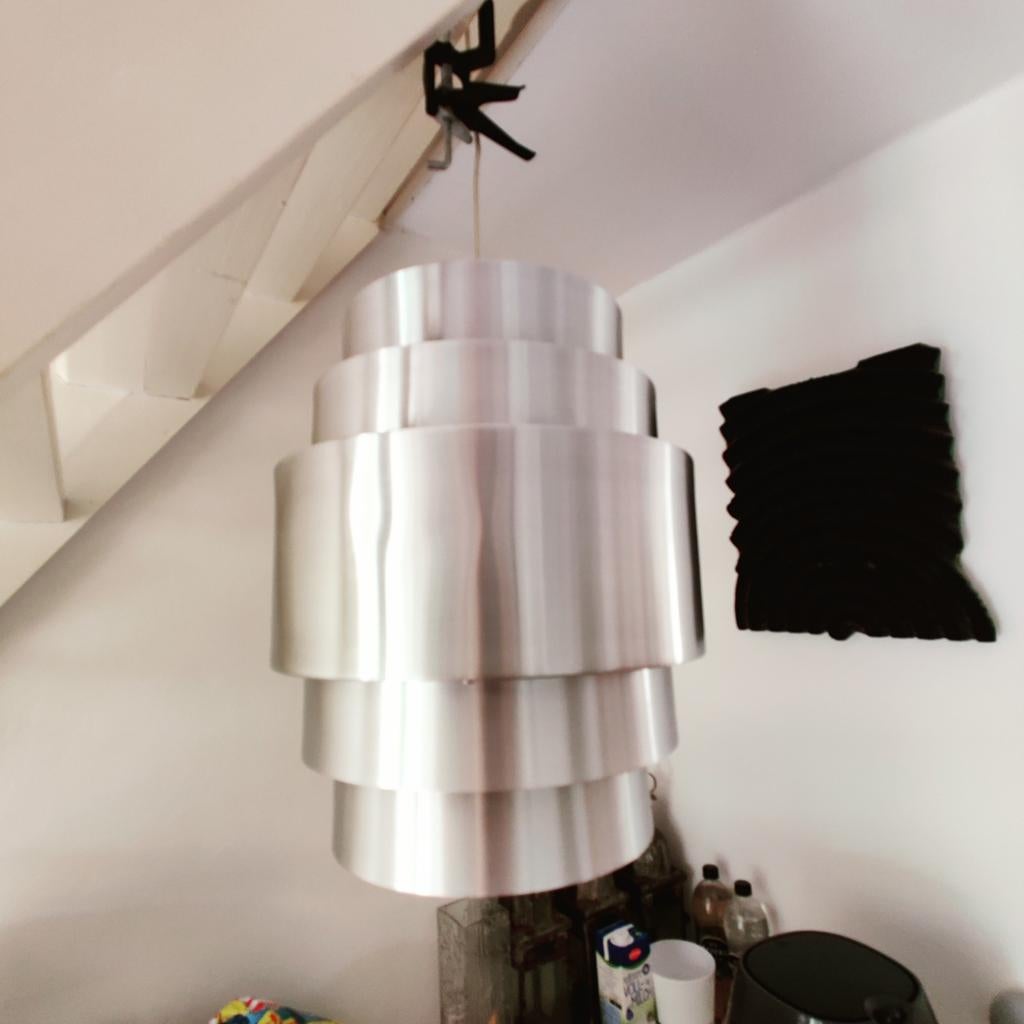 Vintage alluminium lamelle hanglamp., Huis en Inrichting, Lampen | Hanglampen, Ophalen, Gebruikt, Overige materialen, Vintage
