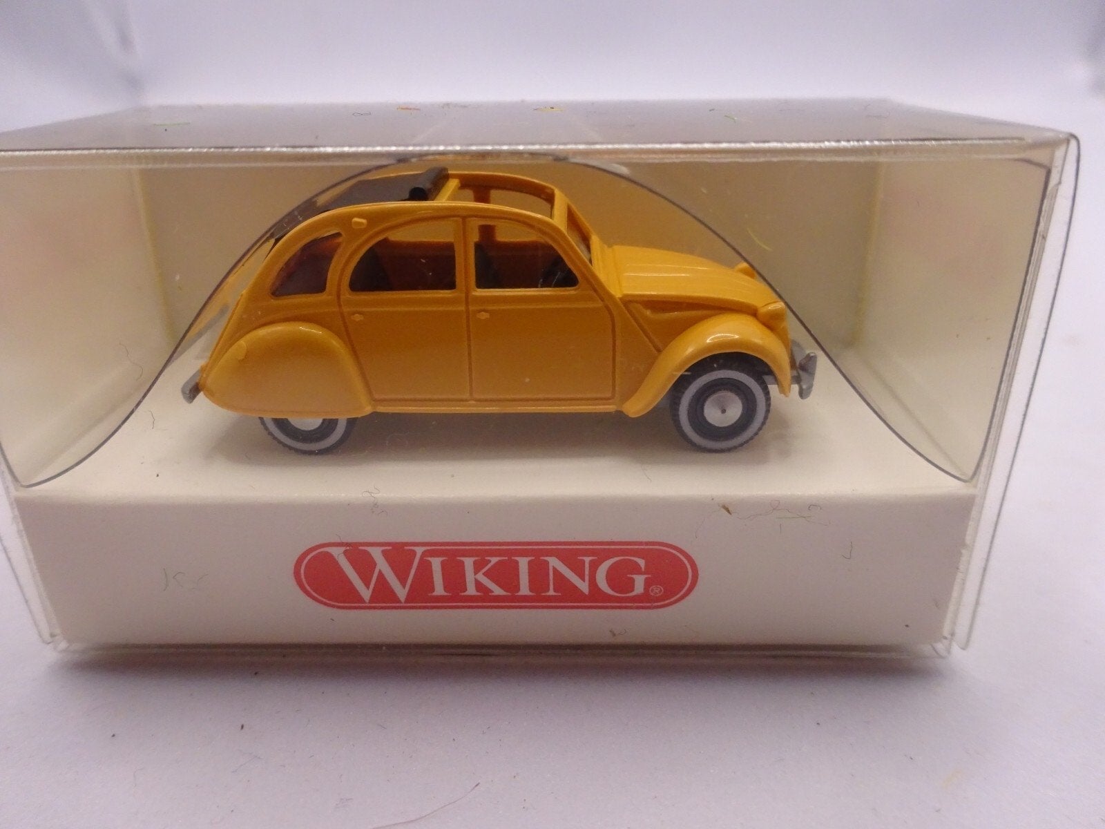 Wiking Citroën 2CV 1:87 - Geel modelauto in doosje, Ophalen of Verzenden, Zo goed als nieuw, Auto, Wiking