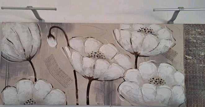 Schilderij met LED verlichting - Witte bloemen, Ophalen