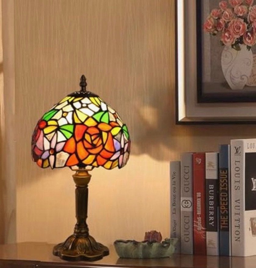 Nieuwe Tiffany Stijl Tafellamp met Bloemenmotief, Met schakelaar, Tiffany lamp, E14 (klein), Nieuw