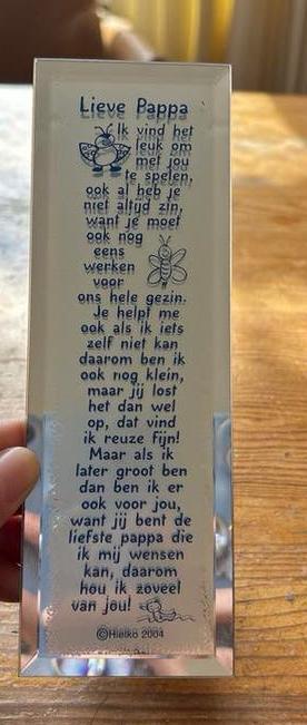 Lieve Pappa gedicht op standaard vaderdag, Ophalen of Verzenden, Gebruikt, Overige materialen, Minder dan 50 cm