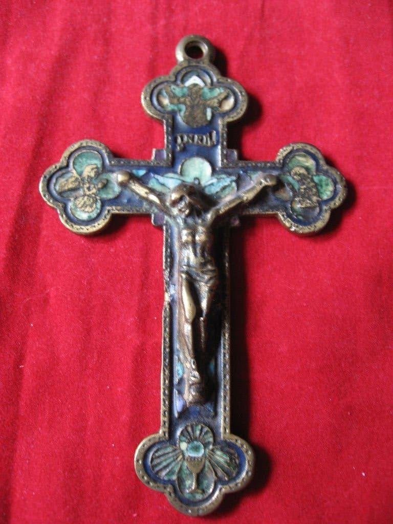Icoon crusifix met inleg, Antiek en Kunst, Verzenden