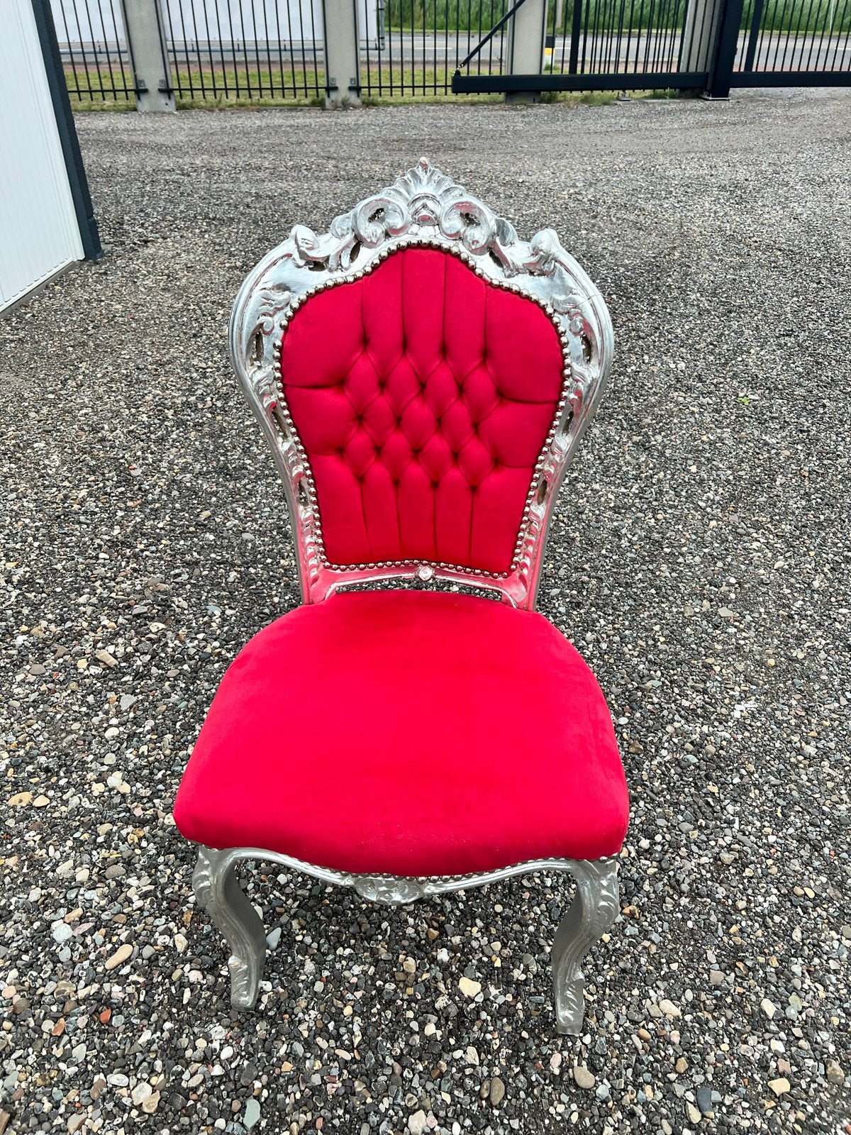 6 Barok stoelen rood met zilveren frame, Ophalen