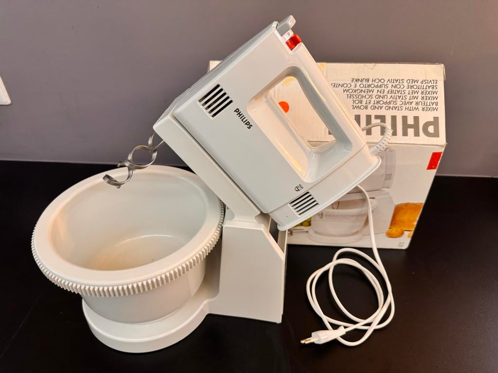 Philips Klassieke Mixer met Standaard en Roterende Mengkom, 2 tot 3 liter, Ophalen of Verzenden, Zo goed als nieuw, 3 snelheden of meer