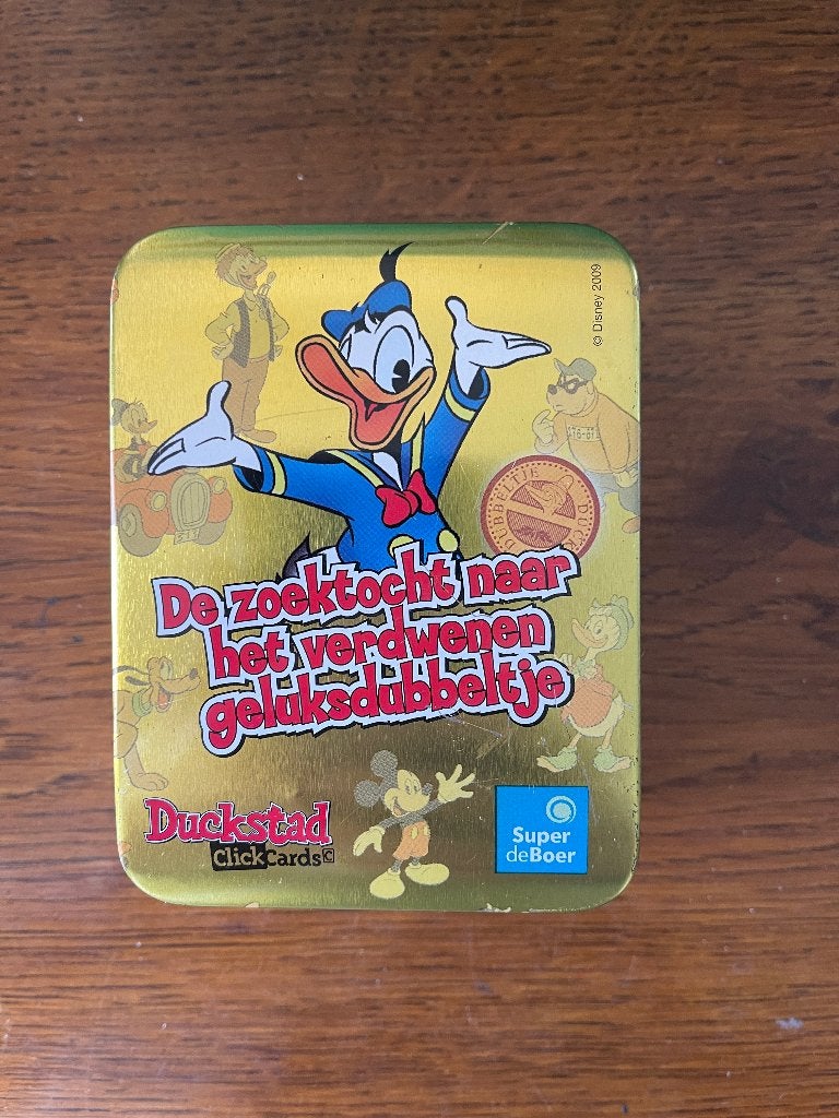Blikje "Donald Duck" van 'Super De Boer" als Nieuw, Ophalen of Verzenden, Zo goed als nieuw, Reclamebord