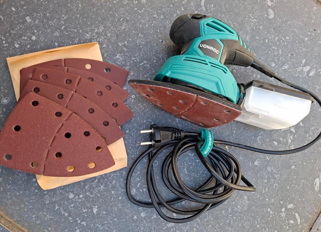 Vonroc Handpalm Schuurmachine - Compact en Krachtig, Ophalen of Verzenden, Zo goed als nieuw, Minder dan 600 watt, Vlakschuurmachine