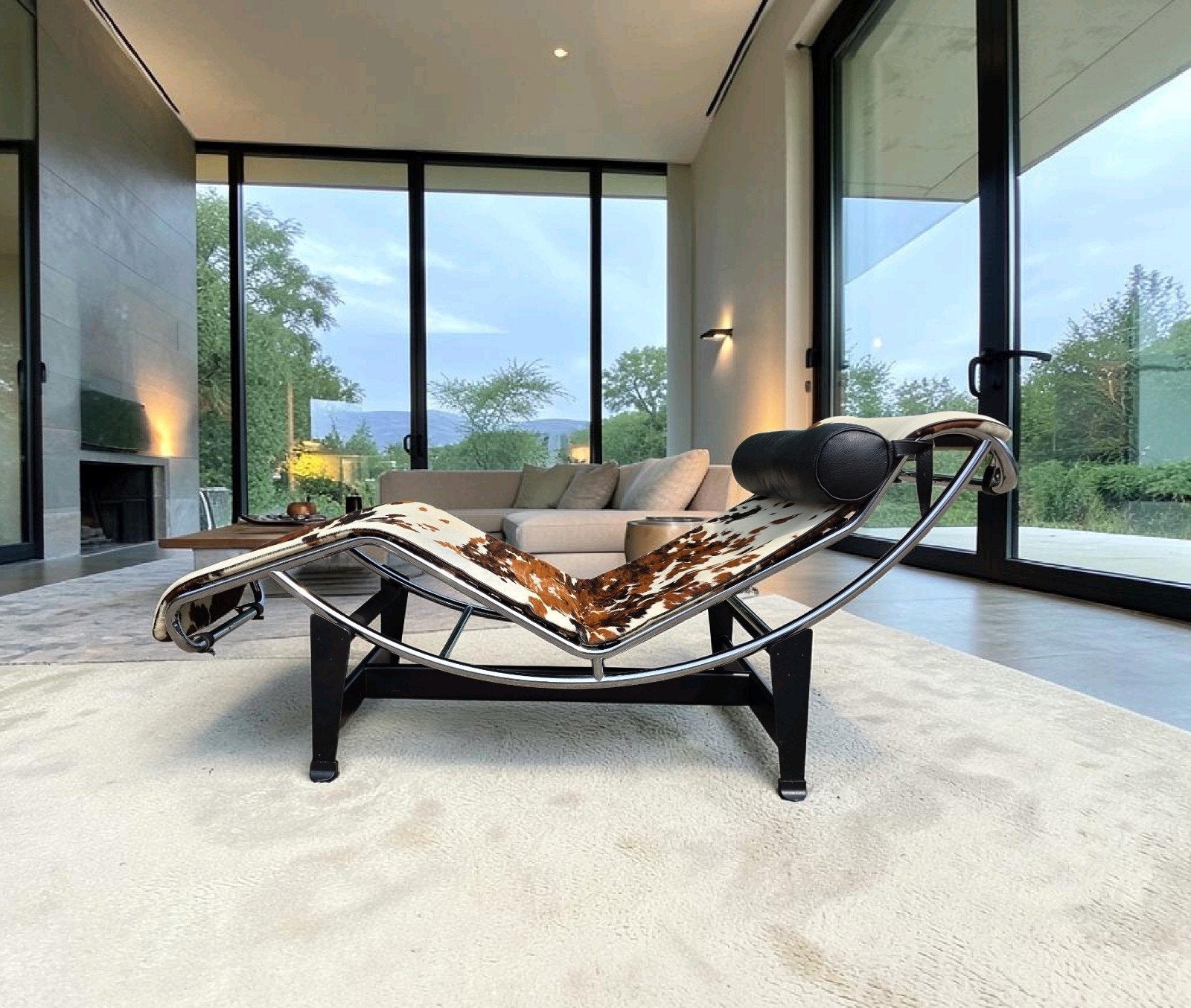 Cassina LC4 Chaise longue Le Corbusier Cowhide, Ophalen of Verzenden, Eenpersoons, Leer, Minder dan 150 cm