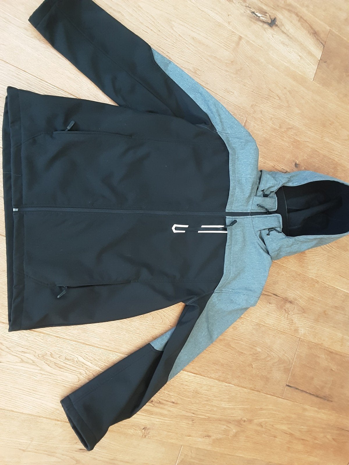 Regenjas maat XL - Zwart/Grijs met capuchon, Ophalen of Verzenden