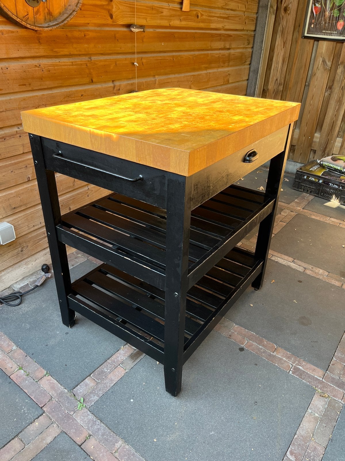 IKEA VADHOLMA Keukentrolley - Zwart/Eiken, Ophalen, Gebruikt, Hout, IKEA