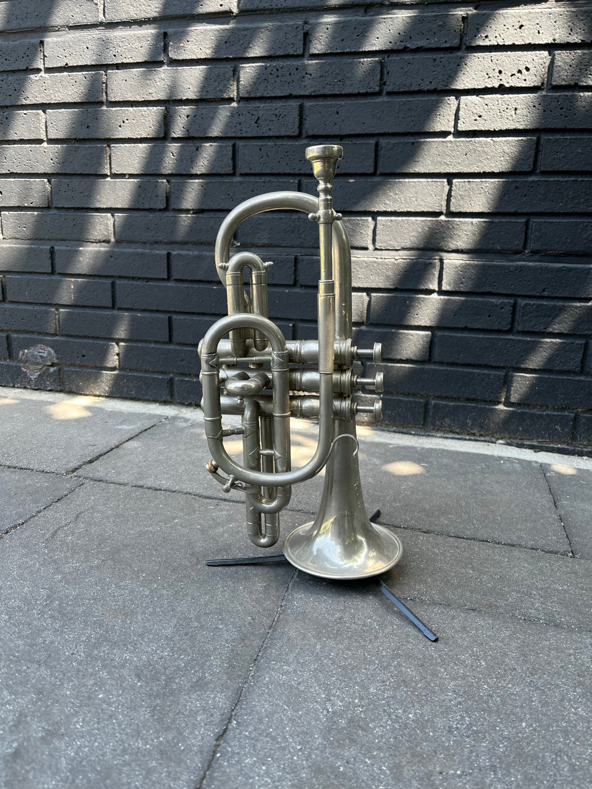 Verzilverde Kornet, Muziek en Instrumenten, Blaasinstrumenten | Trompetten, Ophalen, Gebruikt, Overige typen