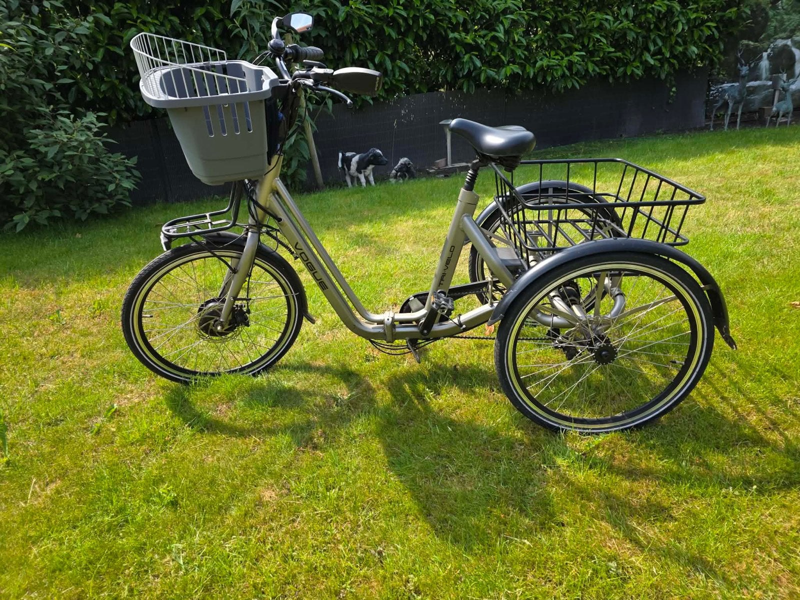 Vogue elektrische driewieler met 2 accu's en manden, Ophalen, Gebruikt, Schijfrem