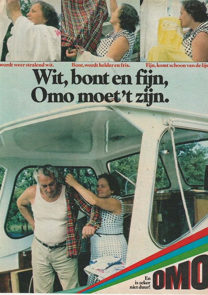 retro reclame 1979 Omo wasmiddel ook op de boot, Verzenden, Overige typen