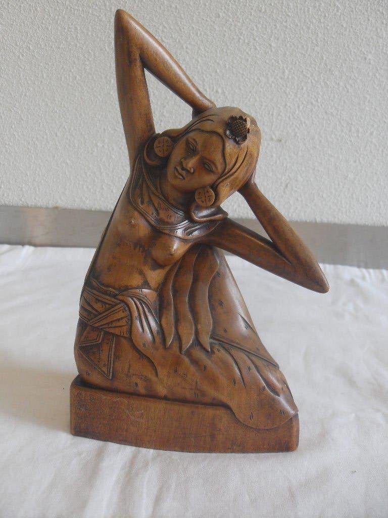 balinees beeldje art deco vrouw, Antiek en Kunst, Houtsnijwerk, Art deco, Ophalen of Verzenden, Handgemaakt
