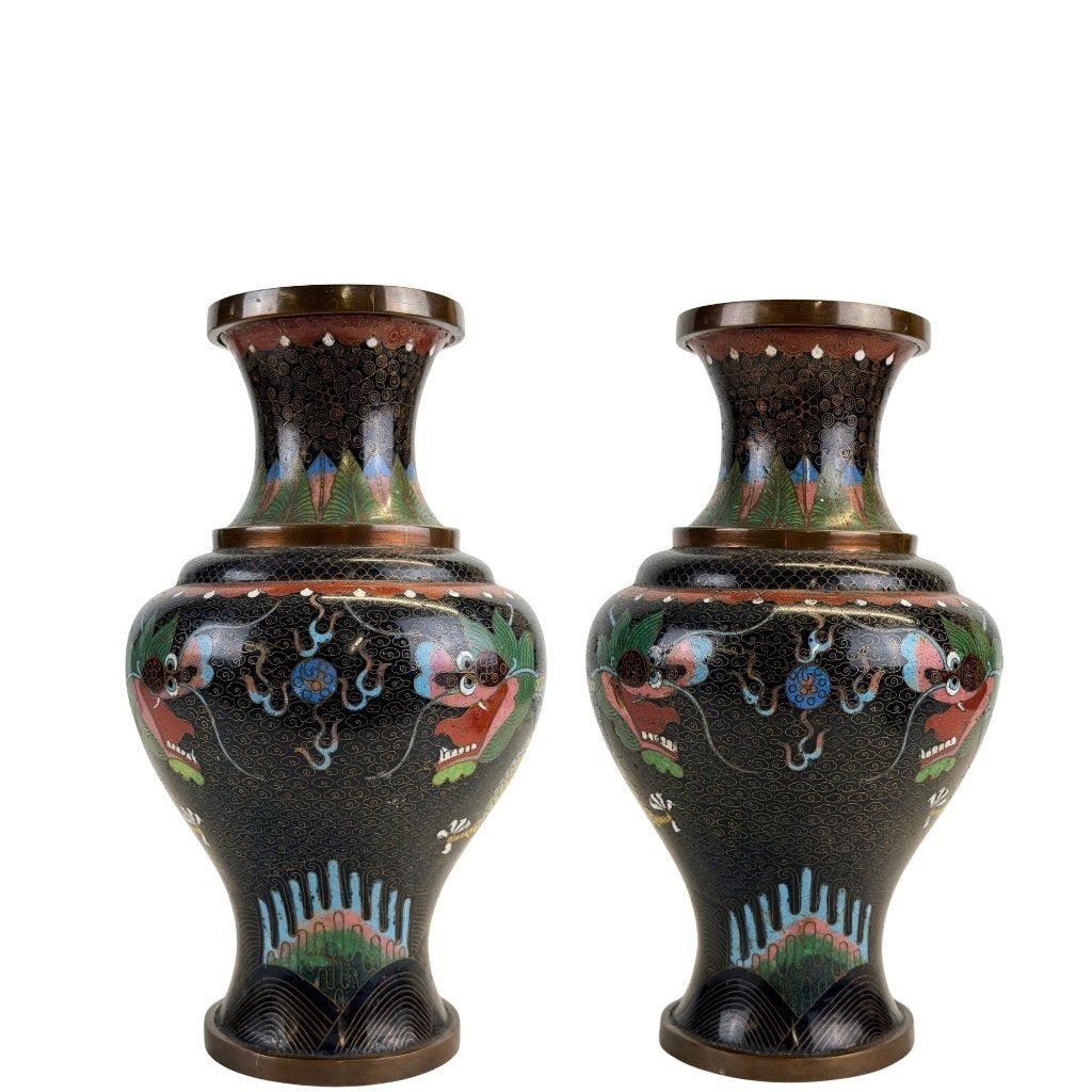 Chinese cloisonné vazen – paar – Qingstijl, Antiek en Kunst, China, Ophalen of Verzenden, Overige typen, Metaal
